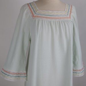 ❄ Vtg Givenchy Intimates White Thin Fleece Lace Long Nightgown Lounger Dress M